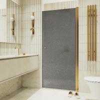 Душевая дверь на монопетле MaybahGlass 1980*600 Стекло 6 мм Графит матовый  профиль Золото MGD-801-3