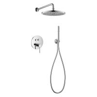 Душевой набор  встраиваемый смеситель с кнопочным управлением, верхний душш диаметр 25 см, ручной душ со шлангом, штуцером и держателем ECO-DSET-01 Хром   Cezares