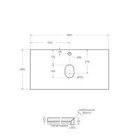 Столешница из керамогранита под накладную раковину 900x460х20 мм KEP-90-MNO BelBagno