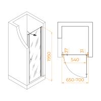 Душевая дверь Dolphin TN-03  70*195 54930307-11 профиль Хром стекло Прозрачное 6 мм RGW