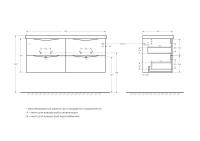 База под керамическую раковину с двумя чашами подвесная с четырьмя выкатными ящиками MARINO-CER-1200-4C-SO-2-BO-P Bianco Opaco BELBAGNO