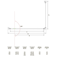 Душевой угол раздвижной прямоугольный RV033-80100-01-C7 800х1000х1950 Цвет профиля Хром Стекло Прозрачное Veconi