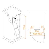 Душевая дверь RGW PA-103B  80*195 020810308-24 профиль Чёрный стекло Матовое 6 мм RGW
