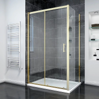 Душевой угол раздвижной прямоугольный RV055G-13090-01-C8 1300х900х1950 Цвет профиля Золото брашинг Стекло Прозрачное Veconi