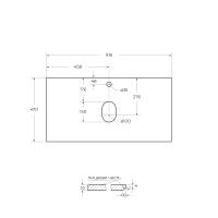 Столешница из керамогранита под накладную раковину 916x468х10 мм KEP-90-CESTR Cemento Struttura (структурное покрытие) BELBAGNO