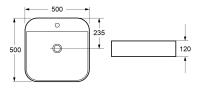 Раковина керамическая накладная 50 см 50x50x12 CZR-LFT-50-LVB Cezares